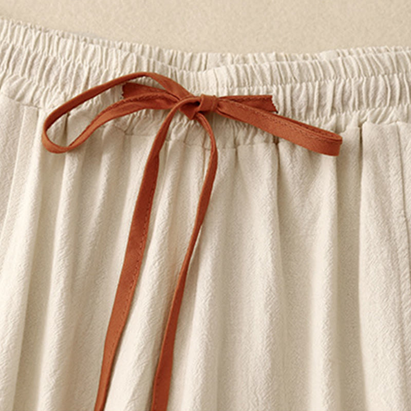 Buddha Stonesカジュアル サイドスリットデザイン コットン レディース ワイドレッグ 7-8丈パンツ ポケット付き - image 5