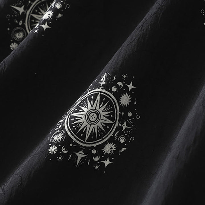 Buddha Stonesボヘミアンプリント天体柄レディースワイドレッグコットンパンツ（ポケット付き） - image 2