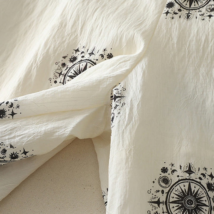 Buddha Stonesボヘミアンプリント天体柄レディースワイドレッグコットンパンツ（ポケット付き） - image 11