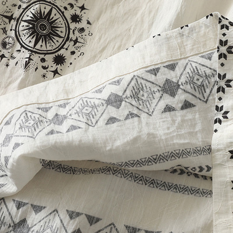 Buddha Stonesボヘミアンプリント天体柄レディースワイドレッグコットンパンツ（ポケット付き） - image 10