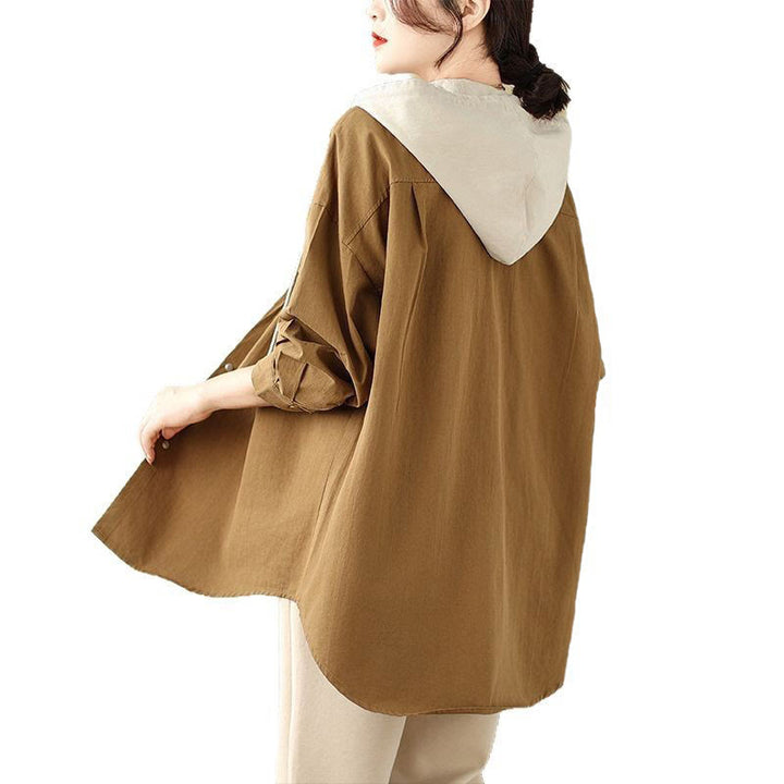 Buddha Stonesカジュアル通勤用ドローストリングパーカー レディース コットンリネン ジャケット ポケット付き - image 16