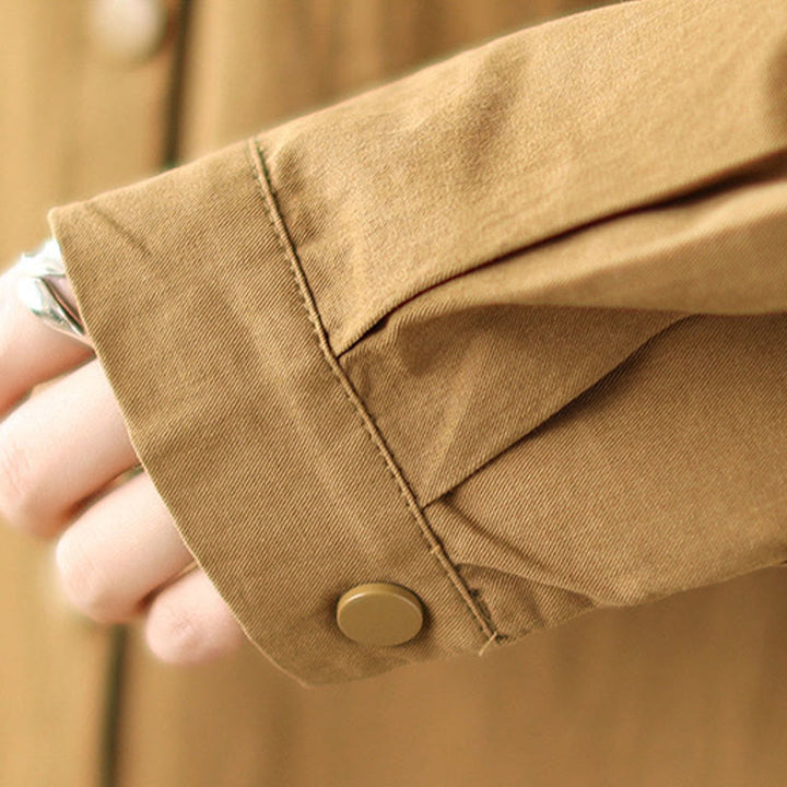 Buddha Stonesカジュアル通勤用ドローストリングパーカー レディース コットンリネン ジャケット ポケット付き - image 14