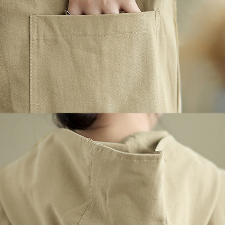 Buddha Stones秋冬ヴィンテージパーカー レディース コットンリネンジャケット フロントポケット付き - image 14