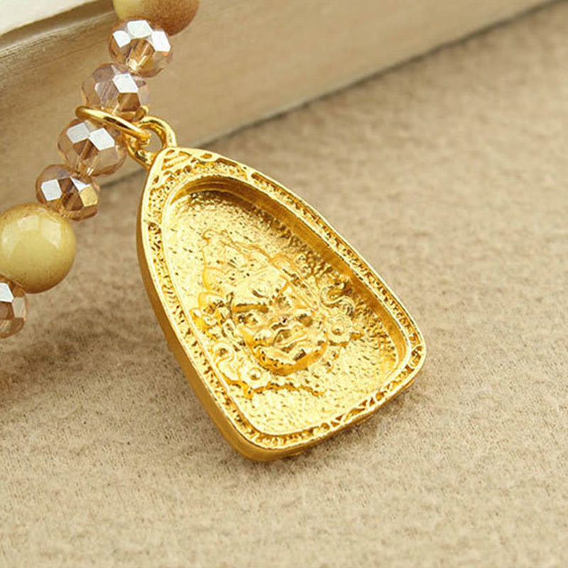 Buddha Stonesチベット蓮ラウンドプレートゴールデンタイガーアイビーズネックレスペンダント - image 12