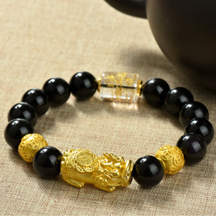 Buddha Stones風水 銅製PiXiu黒曜石 ビーズ開運財運ブレスレット - 銅貨と幸運繁栄と真鍮のPiXiu（手首周り：18～19cm） - image 18