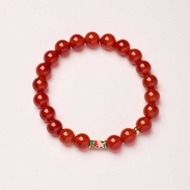 Buddha Stones天然赤鯉自信ブレスレット - 赤瑪瑙-8mm - image 5