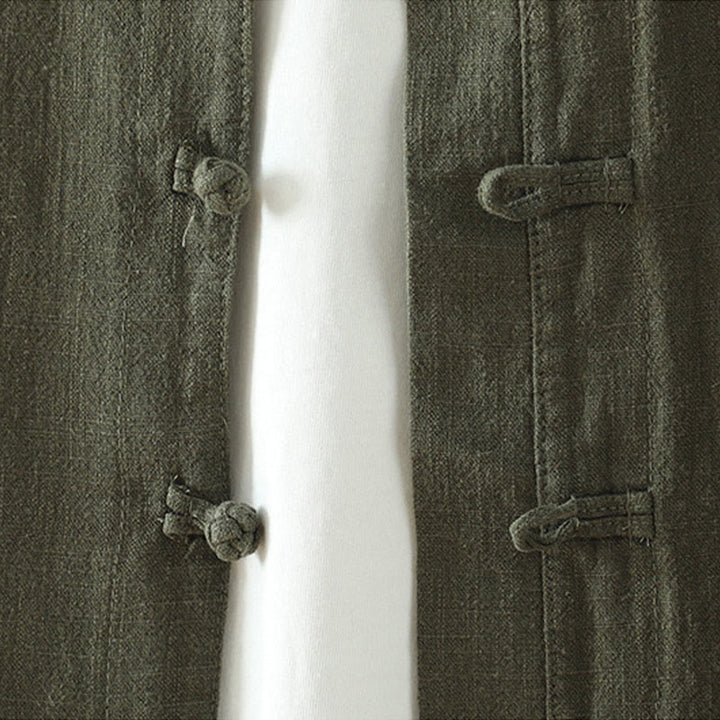Buddha Stonesレディース 無地 シンプル 中国風 カエルボタンデザイン コットンリネン シャツ - image 14