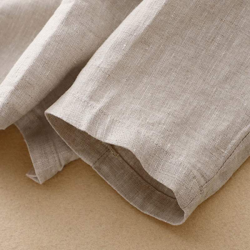 Buddha Stones通勤用レトロピュアカラーラペルコットンリネンレディースジャケット（ポケット付き） - image 10