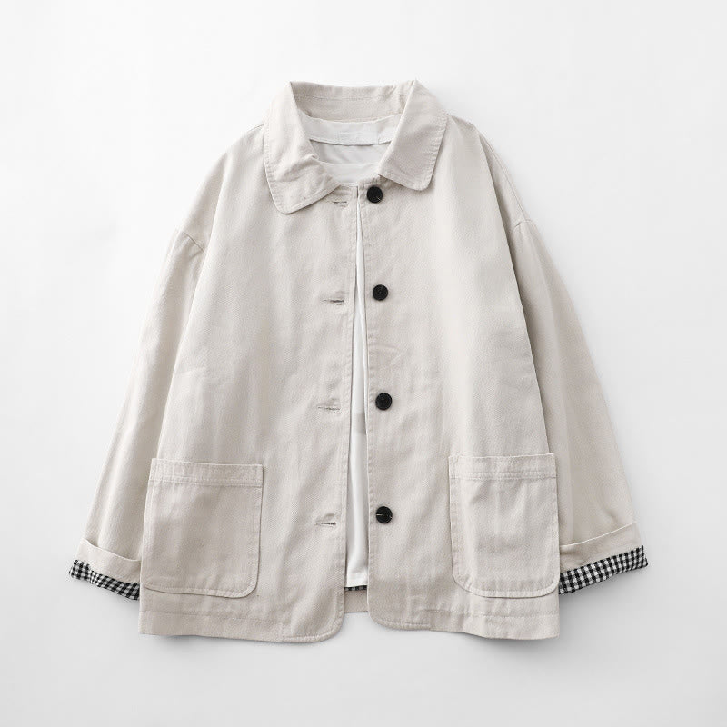 Buddha Stones通勤パッチワークデザインコットンレディースジャケット（ポケット付き） - リネン - US14、 UK/AU18、 EU46 (2XL) - image 5