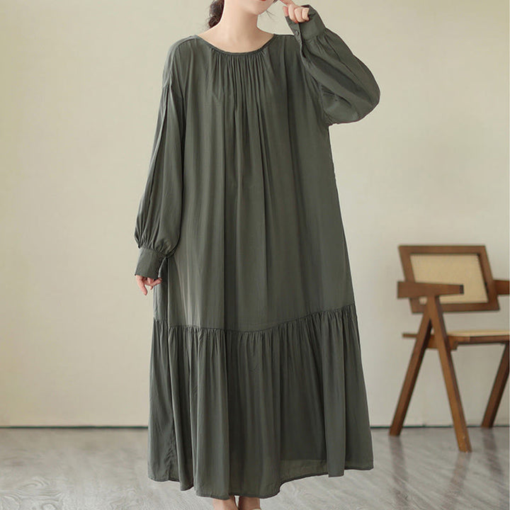 Buddha Stonesカジュアル 無地 両面スタイル ドレス シフォン ミディドレス ポケット付き - image 14