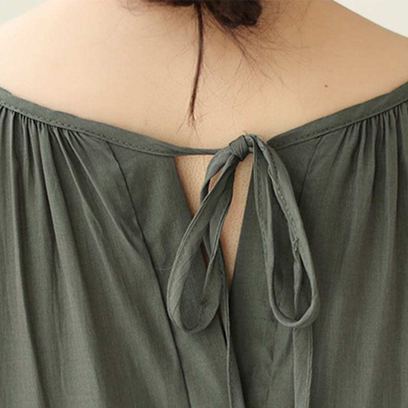 Buddha Stonesカジュアル 無地 両面スタイル ドレス シフォン ミディドレス ポケット付き - image 18