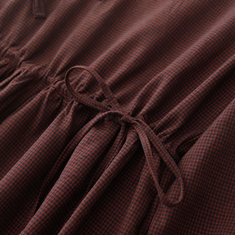 Buddha Stonesカジュアル 無地 フロッグボタン コットン ミディドレス ポケット付き - image 3