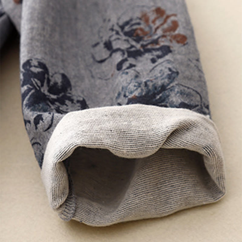 Buddha Stonesカジュアル小花柄クルーネックコットンリネンミディドレス（ポケット付き） - image 19