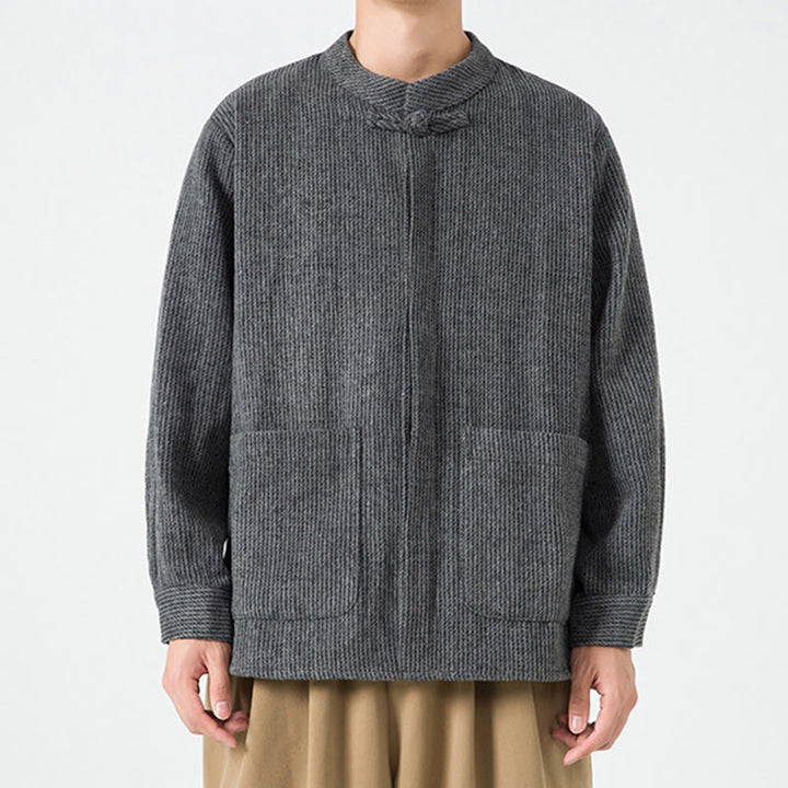 Buddha Stones長袖 カエルボタンデザイン メンズ コットンジャケット シャツ ポケット付き - image 9