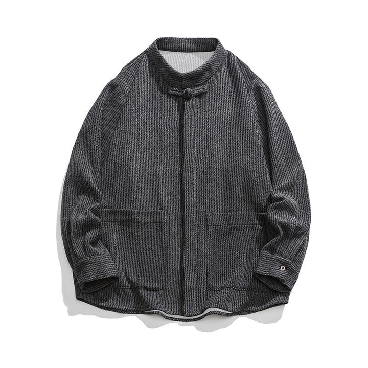 Buddha Stones長袖 カエルボタンデザイン メンズ コットンジャケット シャツ ポケット付き - image 2