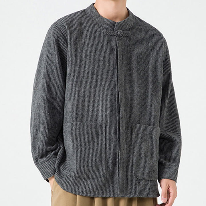 Buddha Stones長袖 カエルボタンデザイン メンズ コットンジャケット シャツ ポケット付き - image 7