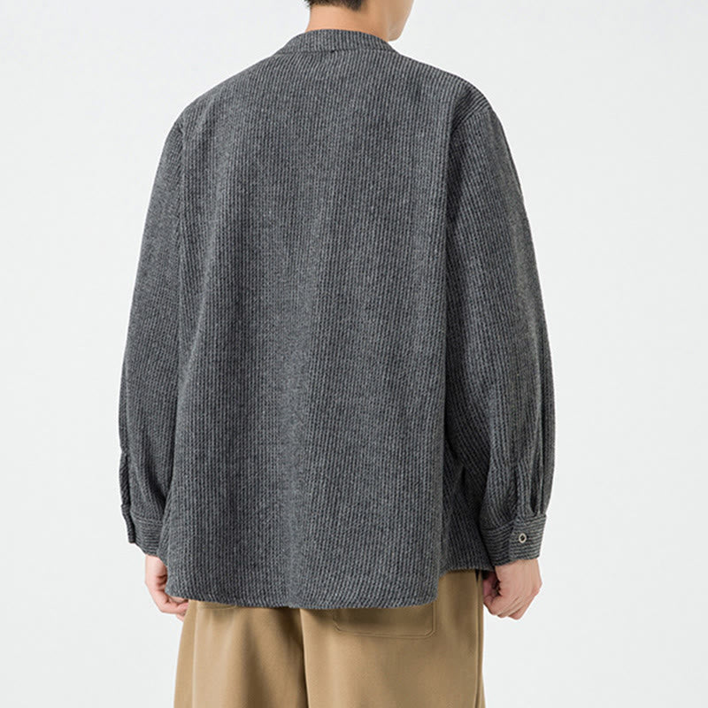 Buddha Stones長袖 カエルボタンデザイン メンズ コットンジャケット シャツ ポケット付き - image 5