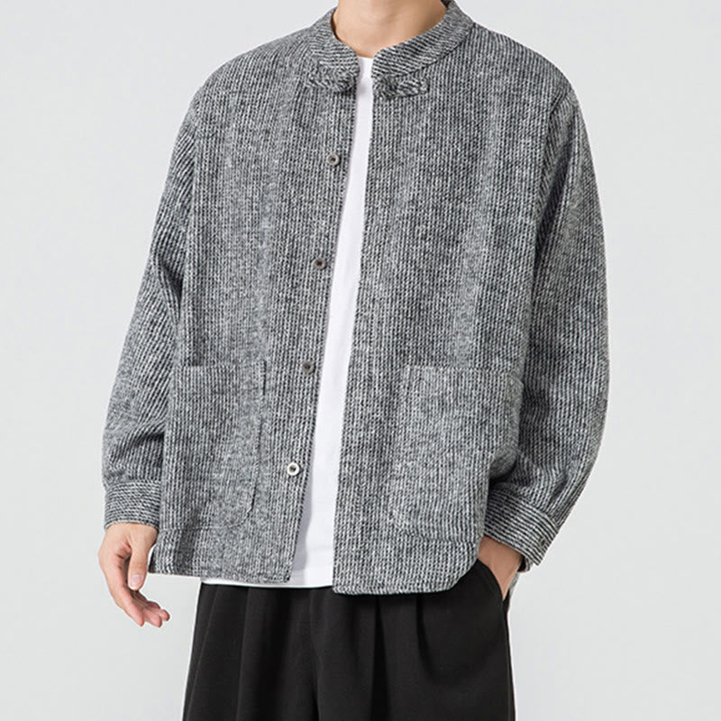 Buddha Stones長袖 カエルボタンデザイン メンズ コットンジャケット シャツ ポケット付き - image 15