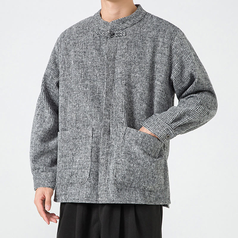 Buddha Stones長袖 カエルボタンデザイン メンズ コットンジャケット シャツ ポケット付き - image 17