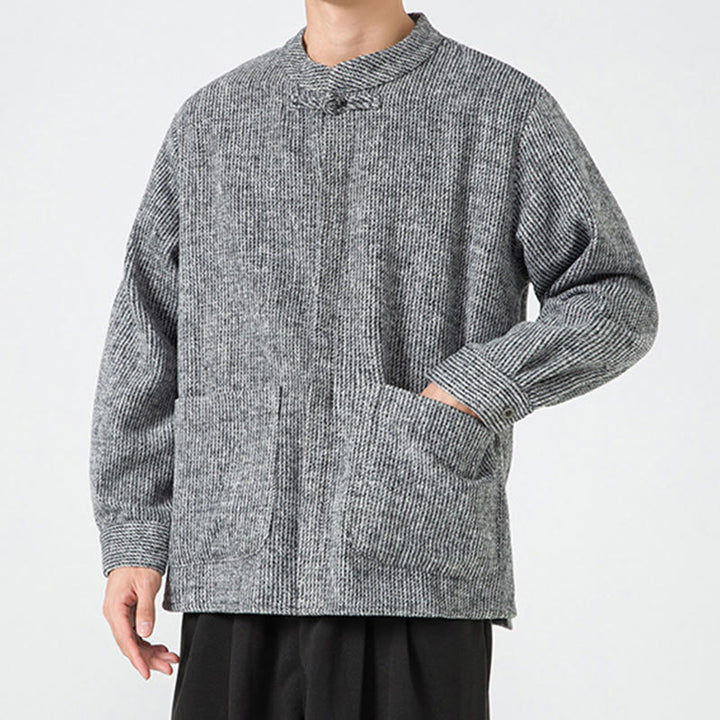 Buddha Stones長袖 カエルボタンデザイン メンズ コットンジャケット シャツ ポケット付き - image 17