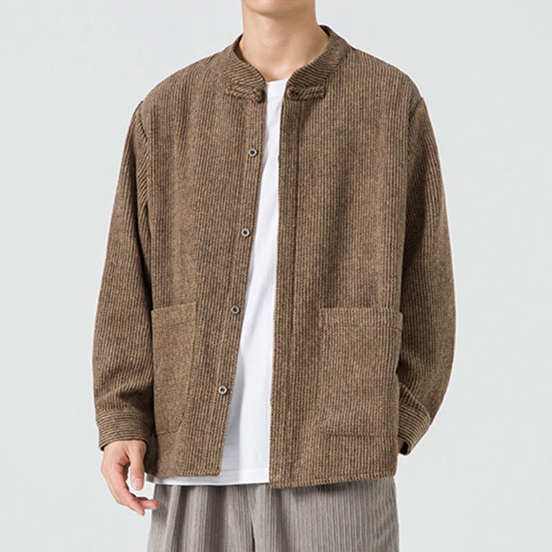 Buddha Stones長袖 カエルボタンデザイン メンズ コットンジャケット シャツ ポケット付き - image 21
