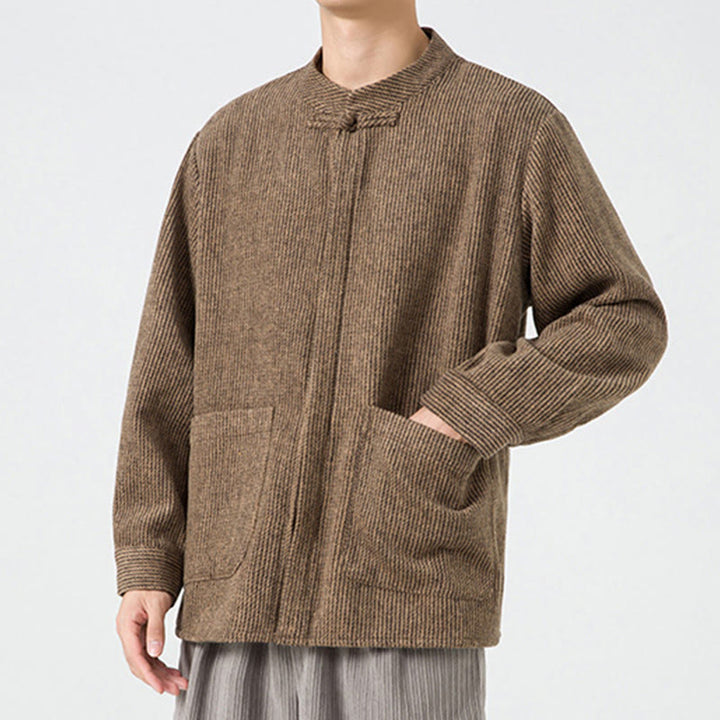 Buddha Stones長袖 カエルボタンデザイン メンズ コットンジャケット シャツ ポケット付き - image 28