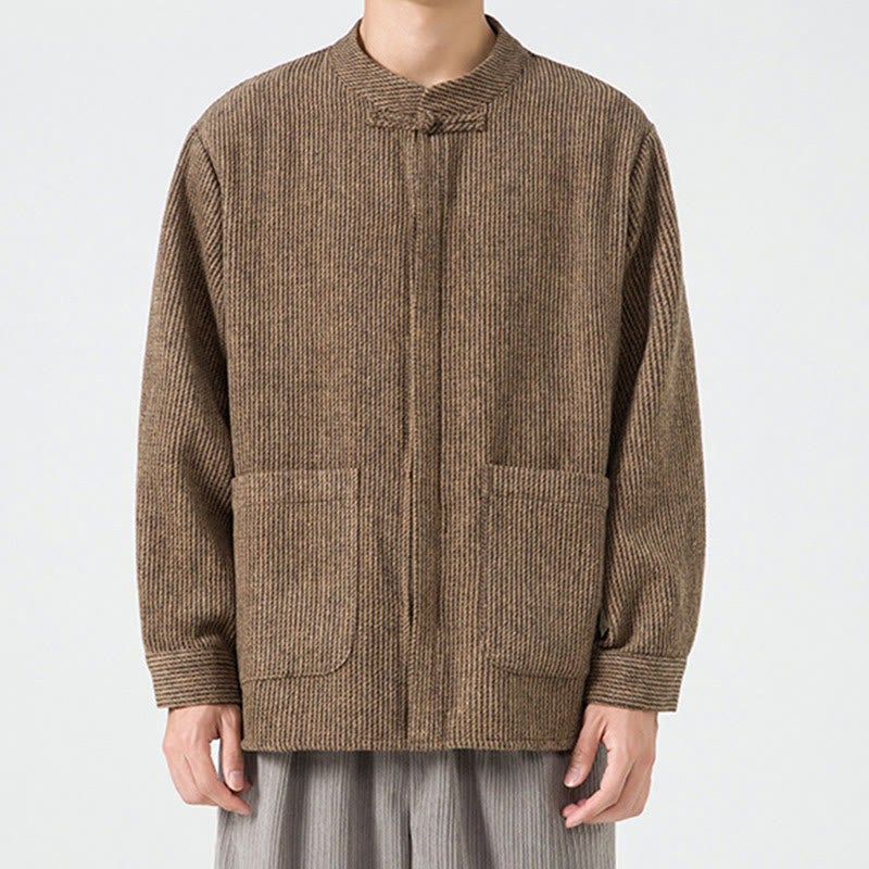 Buddha Stones長袖 カエルボタンデザイン メンズ コットンジャケット シャツ ポケット付き - image 27