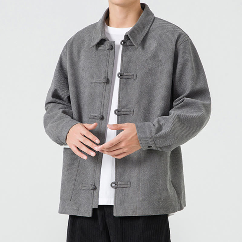 Buddha Stones長袖 カエルボタンデザイン メンズ ポリエステルジャケット シャツ ポケット付き - image 8
