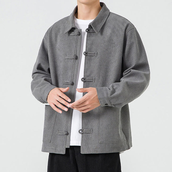 Buddha Stones長袖 カエルボタンデザイン メンズ ポリエステルジャケット シャツ ポケット付き - image 8