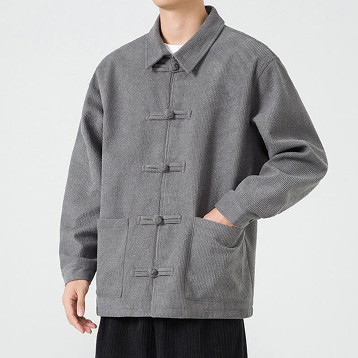 Buddha Stones長袖 カエルボタンデザイン メンズ ポリエステルジャケット シャツ ポケット付き - image 9