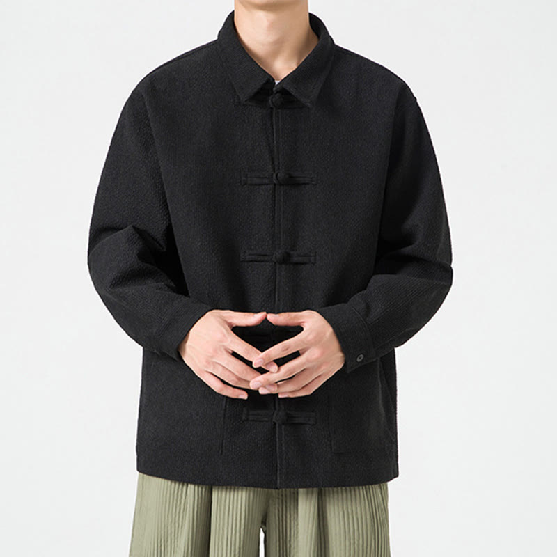 Buddha Stones長袖 カエルボタンデザイン メンズ ポリエステルジャケット シャツ ポケット付き - image 16