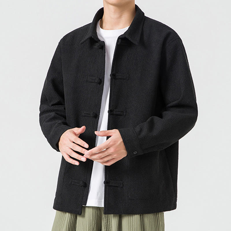Buddha Stones長袖 カエルボタンデザイン メンズ ポリエステルジャケット シャツ ポケット付き - image 13