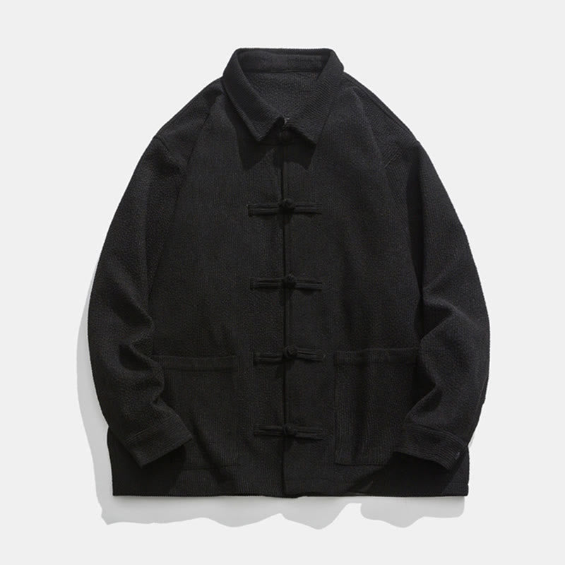 Buddha Stones長袖 カエルボタンデザイン メンズ ポリエステルジャケット シャツ ポケット付き - image 11