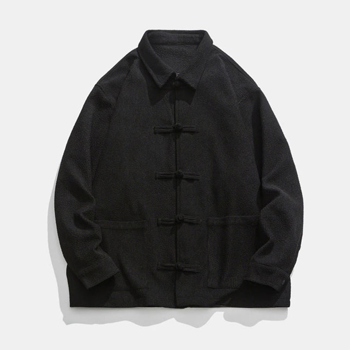 Buddha Stones長袖 カエルボタンデザイン メンズ ポリエステルジャケット シャツ ポケット付き - image 11