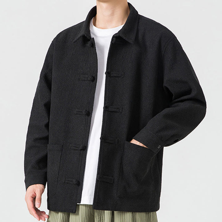 Buddha Stones長袖 カエルボタンデザイン メンズ ポリエステルジャケット シャツ ポケット付き - image 17