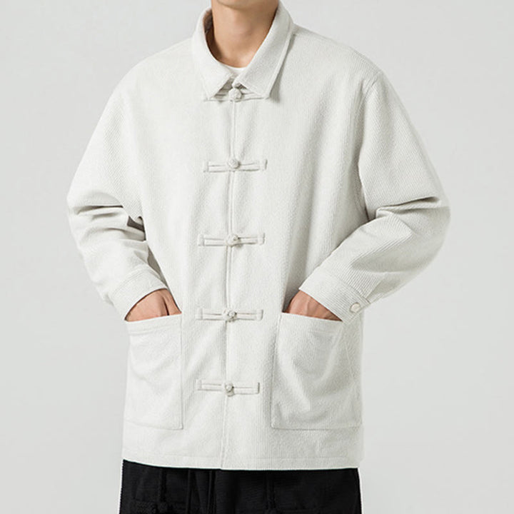 Buddha Stones長袖 カエルボタンデザイン メンズ ポリエステルジャケット シャツ ポケット付き - image 26