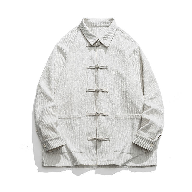 Buddha Stones長袖 カエルボタンデザイン メンズ ポリエステルジャケット シャツ ポケット付き - image 21