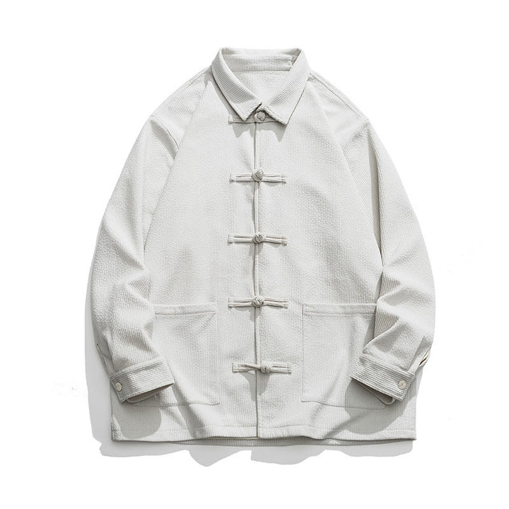 Buddha Stones長袖 カエルボタンデザイン メンズ ポリエステルジャケット シャツ ポケット付き - image 21