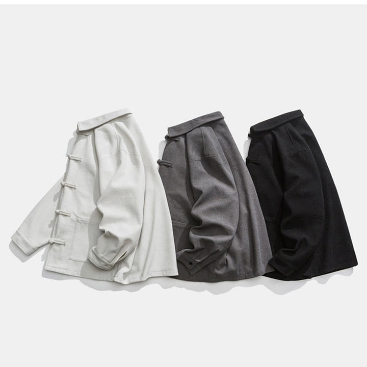 Buddha Stones長袖 カエルボタンデザイン メンズ ポリエステルジャケット シャツ ポケット付き - image 30