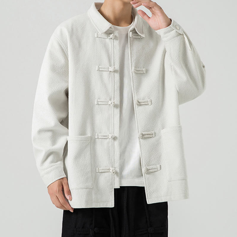 Buddha Stones長袖 カエルボタンデザイン メンズ ポリエステルジャケット シャツ ポケット付き - image 28