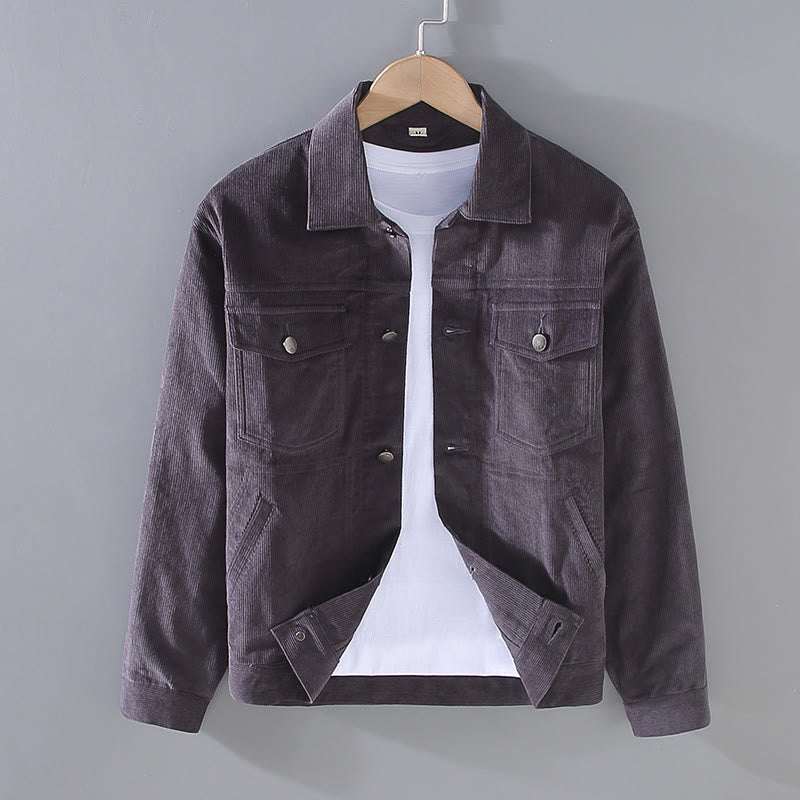 Buddha Stones無地 長袖 ボタンデザイン メンズ コットンジャケット シャツ ポケット付き - ディムグレー - US/UK/AU42、 EU52 (3XL) - image 8