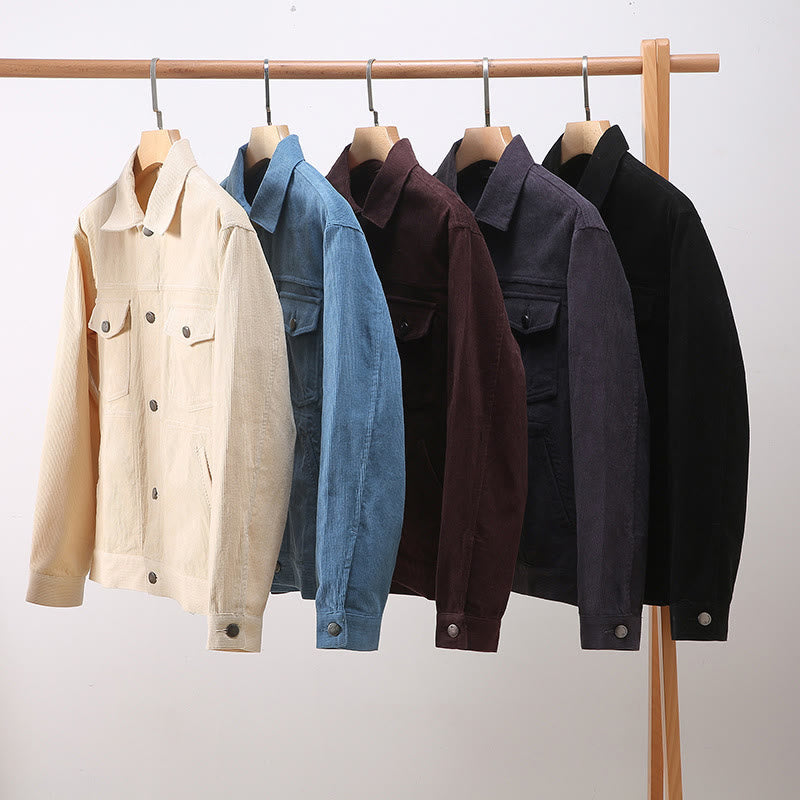 Buddha Stones無地 長袖 ボタンデザイン メンズ コットンジャケット シャツ ポケット付き - image 10