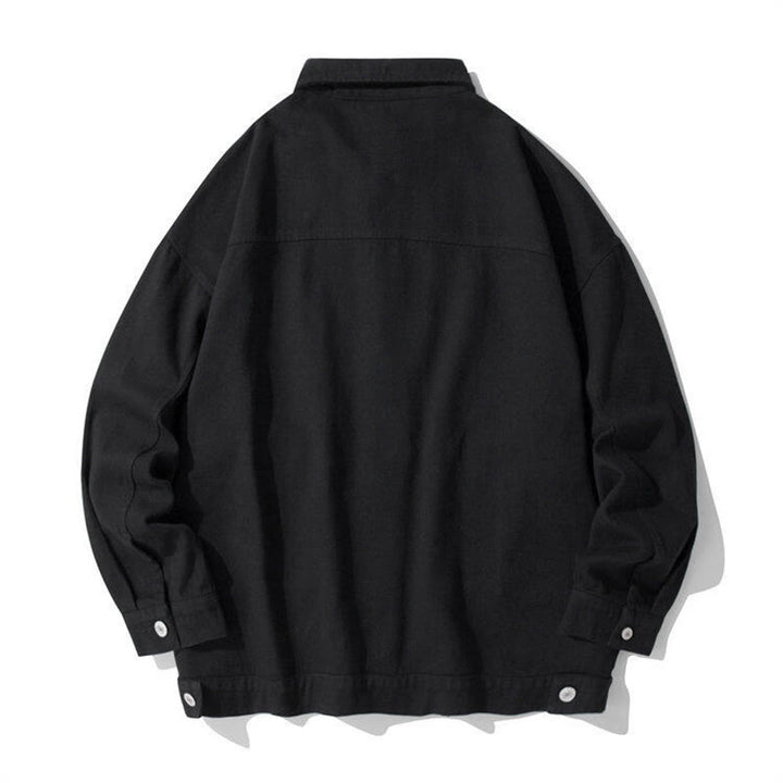 Buddha Stones長袖 ボタン スタンドカラー デザイン メンズ コットン ジャケット シャツ ポケット付き - image 2