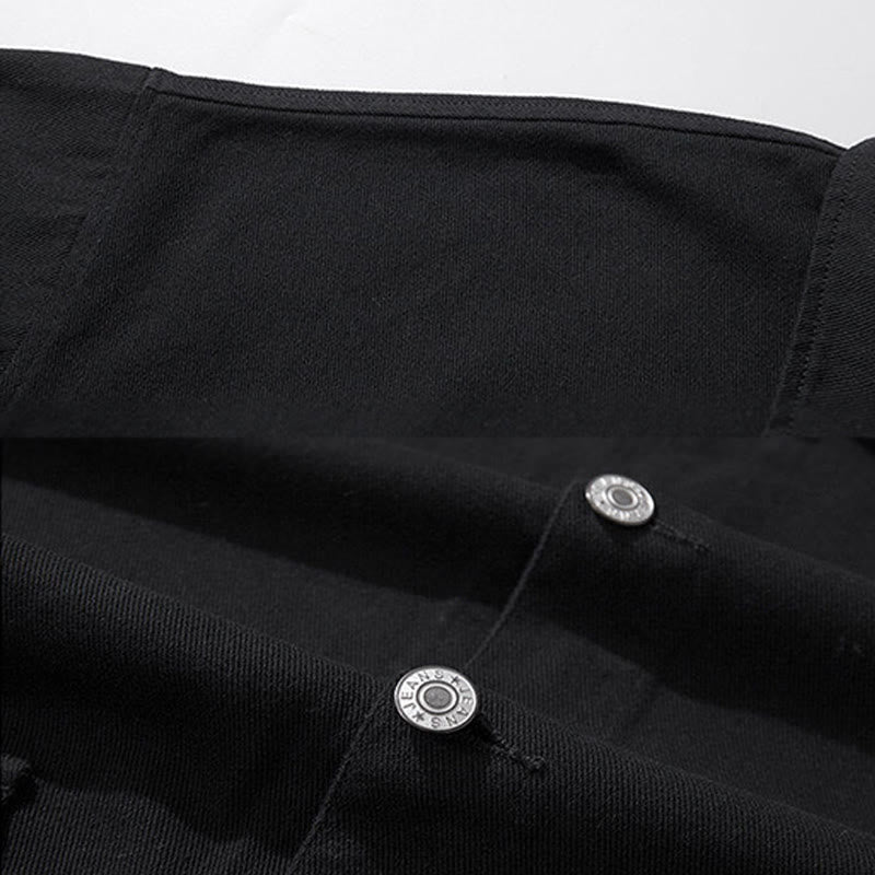 Buddha Stones長袖 ボタン スタンドカラー デザイン メンズ コットン ジャケット シャツ ポケット付き - image 4