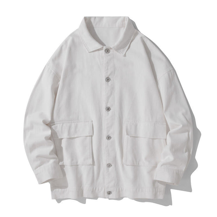 Buddha Stones長袖 ボタン スタンドカラー デザイン メンズ コットン ジャケット シャツ ポケット付き - 白 - US/UK/AU50、EU60（5XL） - image 7