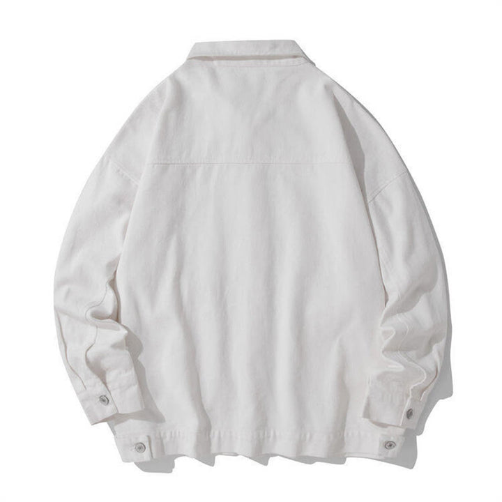 Buddha Stones長袖 ボタン スタンドカラー デザイン メンズ コットン ジャケット シャツ ポケット付き - image 7