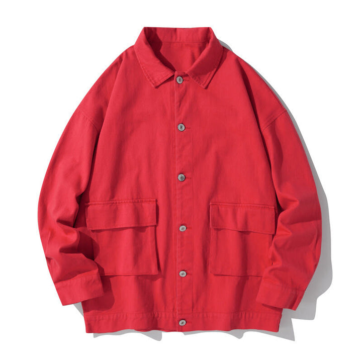 Buddha Stones長袖 ボタン スタンドカラー デザイン メンズ コットン ジャケット シャツ ポケット付き - クリムゾン - US/UK/AU50、EU60 (5XL) - image 10