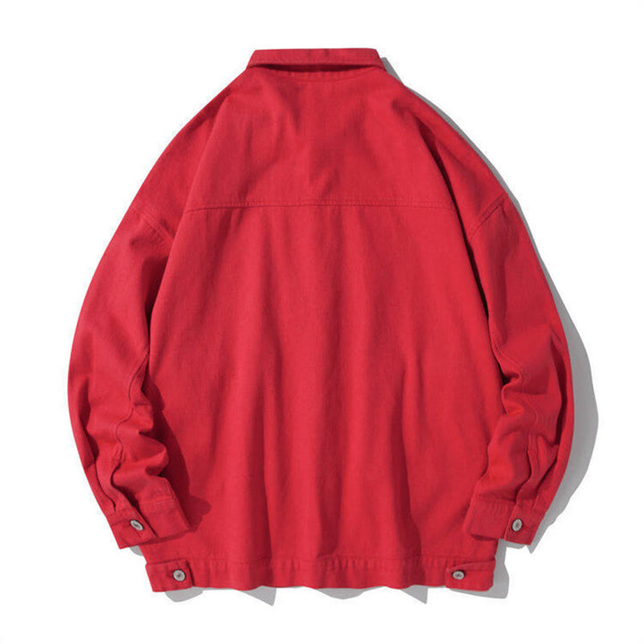 Buddha Stones長袖 ボタン スタンドカラー デザイン メンズ コットン ジャケット シャツ ポケット付き - image 11