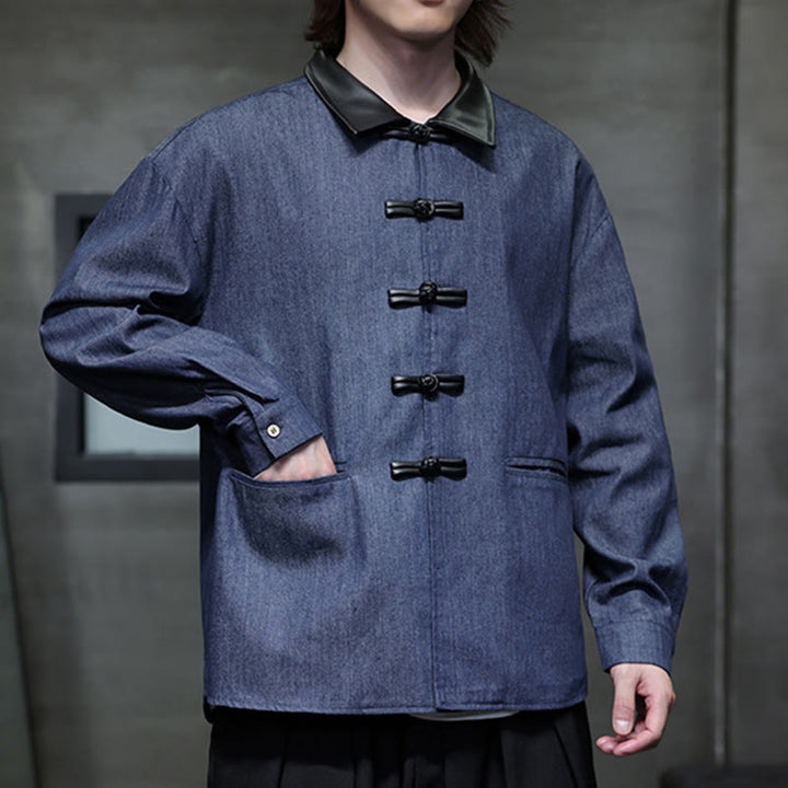Buddha Stonesメンズ フロッグボタン コットン 長袖シャツ ポケット付き - image 6