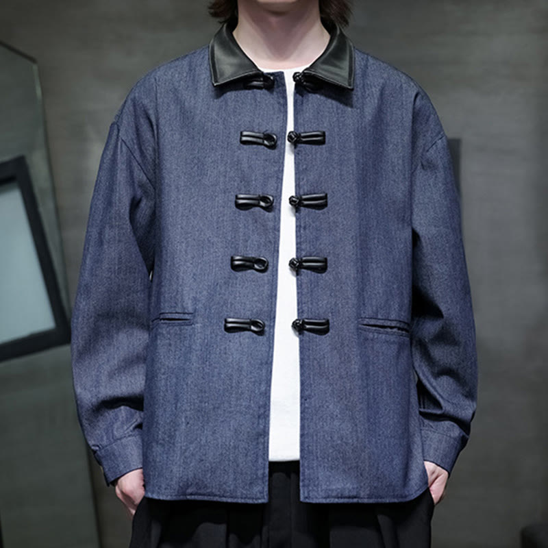 Buddha Stonesメンズ フロッグボタン コットン 長袖シャツ ポケット付き - image 3